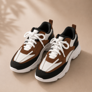 APSAIM Men's Chunky Casual Sneakers | Trendy Lace-Up Fashion Shoes for Walking, Travel, College & Daily Wear | White, Brown & Black